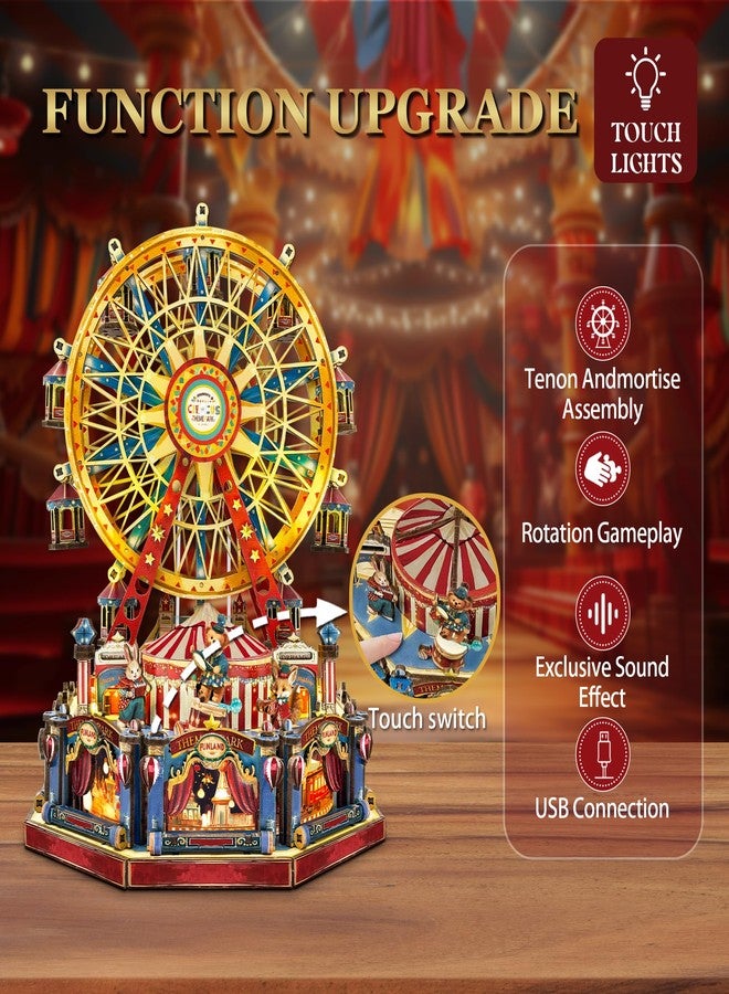 STRUCWOOD DIY 3D Wooden Puzzle Ferris Wheel,DIY Dollhouse Kit Circus Building Model,Christmas Decor Craft Sets with Lights and Music,Gifts for Adults Teens -Century Ferris Wheel(SQ-69) - Image 3
